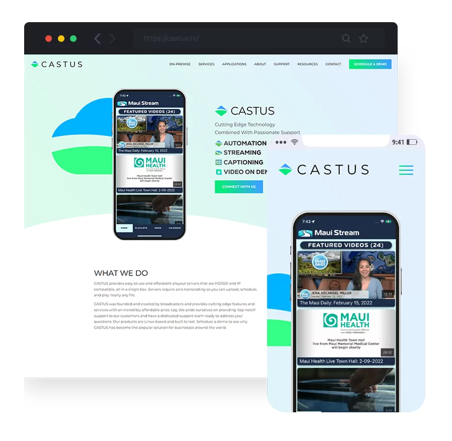 responsive website design for CASTUS TV