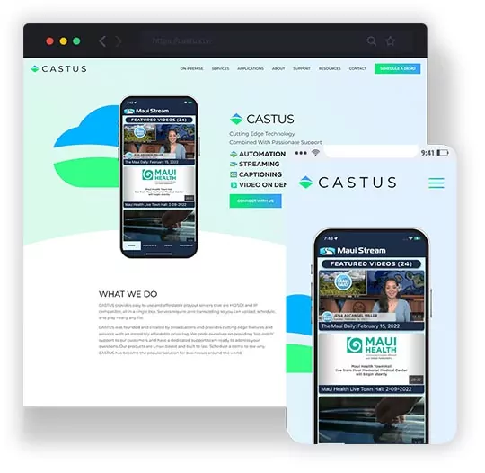 castus tv redesigned website on desktop and mobile