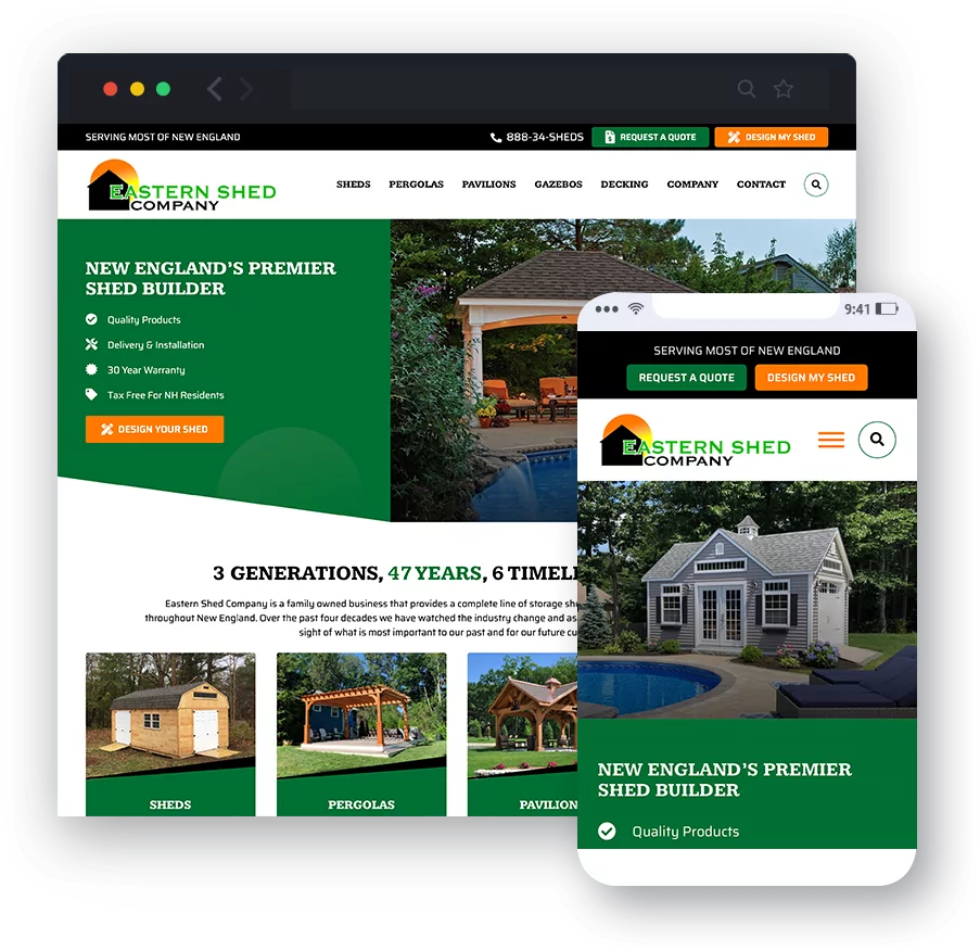 Eastern Shed Company - Responsive Website
