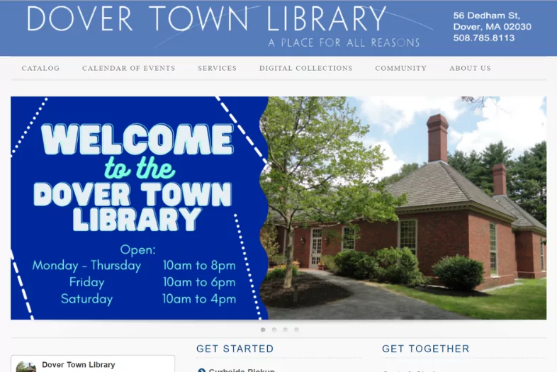 Dover Town Library website before and after