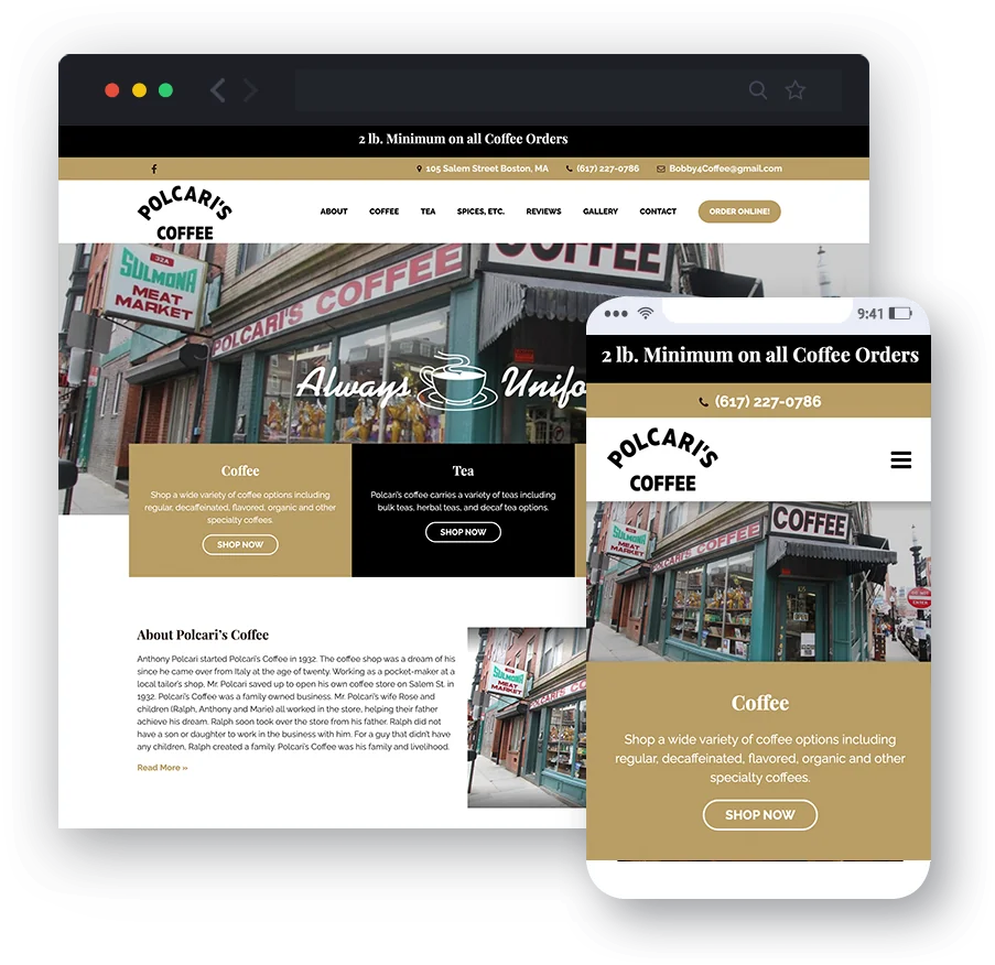 Polcari's Coffee - Responsive Website