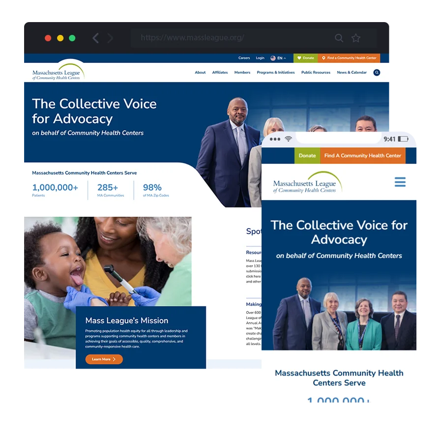 responsive website design for Massachusetts League of Community Health Centers