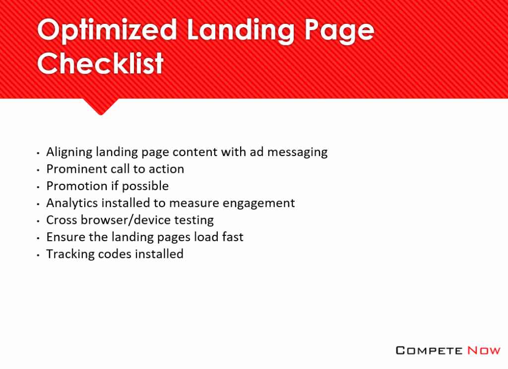 optimized google ads landing page checklist